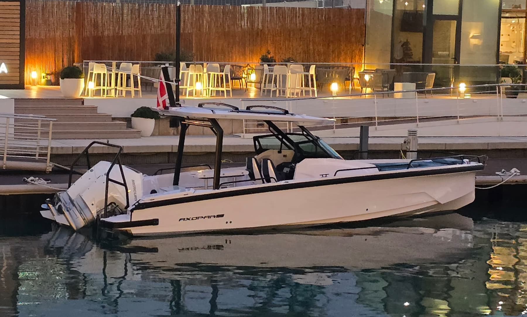 Axopar 29 moored at Laguna Marina, Malta